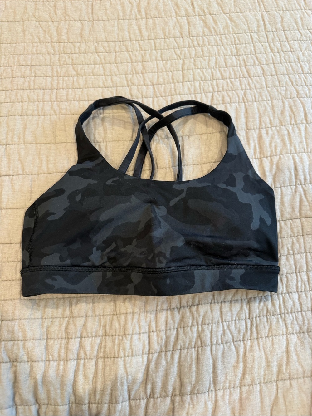 lululemon athletica Black & Charcoal Camo Strappy Sports Bra